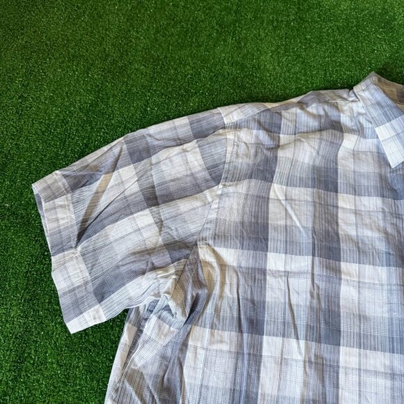 Van Heusen Short Sleeve Button Up Plaid Gray Easy Care Shirt Big Size XXL NEW - Picture 5 of 15